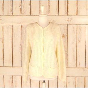 Chunky ivory vintage cardigan knit sweater